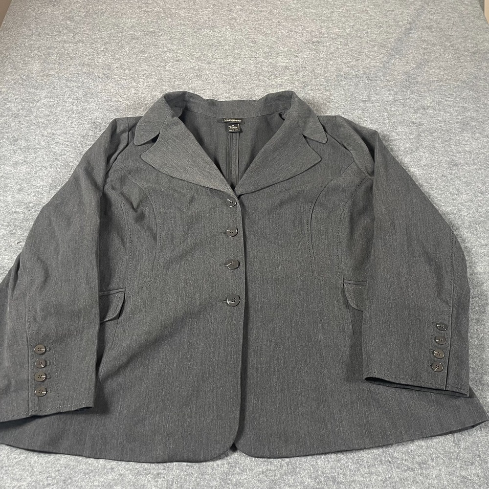 Lane Bryant Coat Womens 26 Gray‎ Single Breasted Pockets Stretch Lightweight